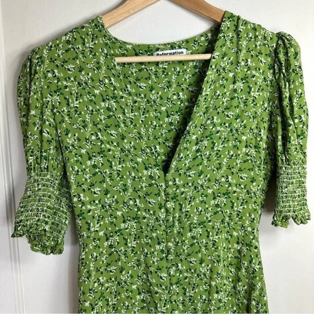 Reformation Green Floral Mini Dress - Picture 6 of 11